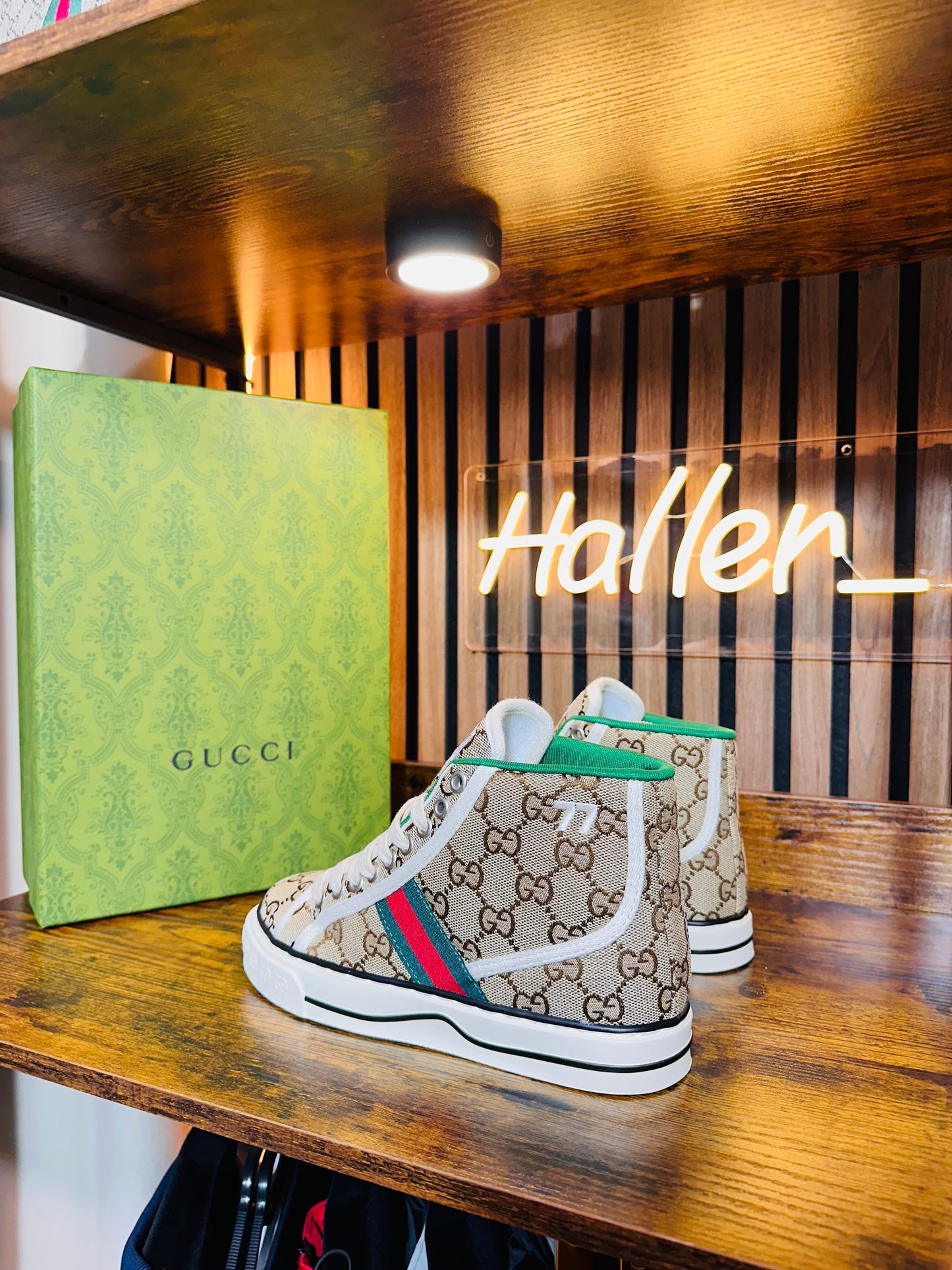 GUCCI HIGH TOP GG SUPREME Beige/Green Red